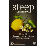 3 PACK of Bigelow Tea Steep Organic Caffeine Free Herbal Tea Chamomile Citrus -- 20 Tea Bags