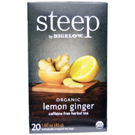3 PACK of Bigelow Tea Steep Organic Herbal Tea Caffeine Free Lemon Ginger -- 20 Tea Bags