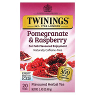<img alt="Twinings, Flavored Herbal Tea, Pomegranate & Raspberry, Caffeine Free, 20 Tea Bags, 1.41 oz (40 g)" title="Twinings, Flavored Herbal Tea, Pomegranate & Raspberry, Caffeine Free, 20 Tea Bags, 1.41 oz (40 g),070177231255"