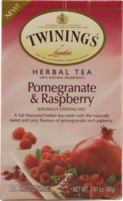 3 PACK of Twinings, Herbal Tea, Pomegranate & Raspberry, Caffeine Free, 20 Tea Bags, 1.41 oz (40 g)