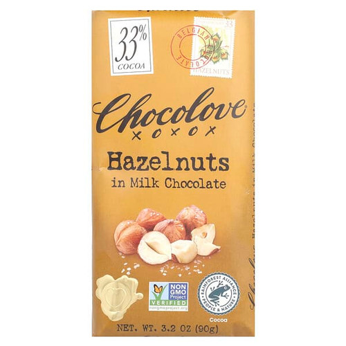 <img alt="Chocolove, Hazelnuts in Milk Chocolate, 33% Cocoa, 3.2 oz (90 g)" title="Chocolove, Hazelnuts in Milk Chocolate, 33% Cocoa, 3.2 oz (90 g),716270001325"