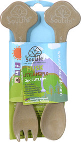 EcoSouLife Husk Little People 2 Piece Cutlery Set Natural - 1 Set