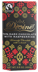 Divine Chocolate, Dark Chocolate, Raspberry - 3.5 oz