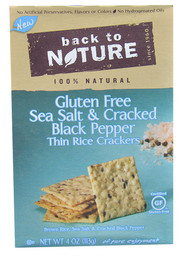 3 PACK of Back To Nature Thin Rice Crackers Sea Salt & Cracked Black Pepper -- 4 oz