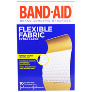 Band Aid, Brand Adhesive Bandages, Flexible Fabric, Extra Large, 10 Bandages  (5 PACK)