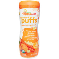 3 PACK of Happy Family Organics, Superfood Puffs  Veggie, Fruit & Grain, Sweet Potato & Carrot, 2.1 oz (60 g)