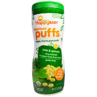 3 PACK of Happy Family Organics, Superfood Puffs, Veggie, Fruit & Grain, Kale & Spinach, 2.1 oz (60 g)