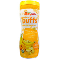 3 PACK of Happy Family Organics, Superfood Puffs, Veggie, Fruit & Grain, Banana & Pumpkin, 2.1 oz (60 g)