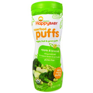 3 PACK of Happy Family Organics, Superfood Puffs  Veggie, Fruit & Grain, Apple & Broccoli, 2.1 oz (60 g)