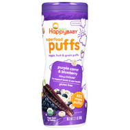 3 PACK of Happy Family Organics, Superfood Puffs  Veggie, Fruit & Grain,  Purple Carrot & Blueberry, 2.1 oz (60 g)
