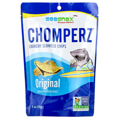 <img alt="SeaSnax, Chomperz, Crunchy Seaweed Chips, Original, 1 oz (30 g)" title="SeaSnax, Chomperz, Crunchy Seaweed Chips, Original, 1 oz (30 g),811201020205"