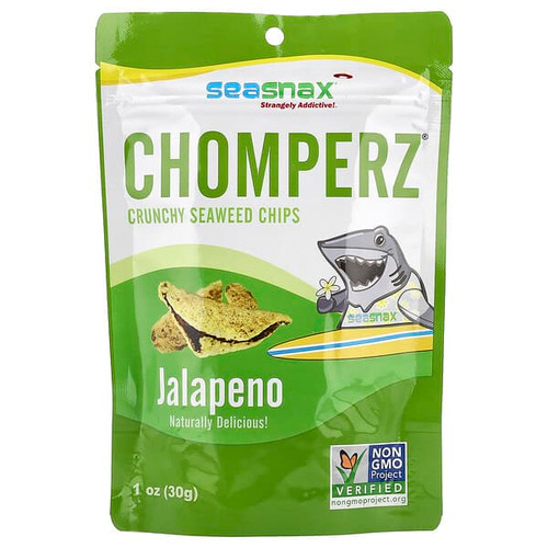<img alt="SeaSnax, Chomperz, Crunchy Seaweed Chips, Jalapeno, 1 oz (30 g)" title="SeaSnax, Chomperz, Crunchy Seaweed Chips, Jalapeno, 1 oz (30 g),811201020236"