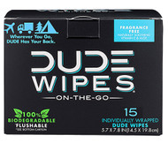 3 PACK of DUDE Wipes On-the-Go Flushable Pack - Fragrance Free -- 15 Wipes