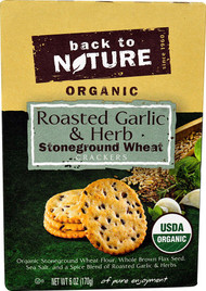 3 PACK of Back To Nature Organic Stoneground Wheat Crackers Roasted Garlic & Herb -- 6 oz