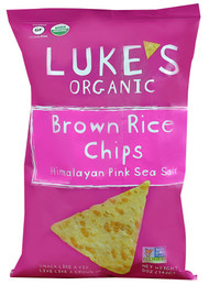 3 PACK of Lukes Organic Brown Rice Chips Himalayan Pink Sea Salt -- 5 oz