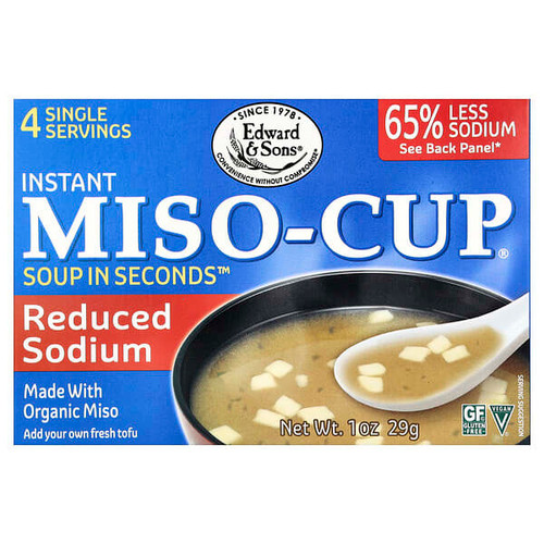 <img alt="Edward & Sons, Instant Miso-Cup, Reduced Sodium, 4 Envelopes, 1 oz (29 g)" title="Edward & Sons, Instant Miso-Cup, Reduced Sodium, 4 Envelopes, 1 oz (29 g),043182000918"