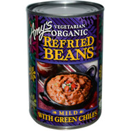 3 PACK of Amys Vegetarian Organic Refried Beans Mild with Green Chiles -- 15.4 oz