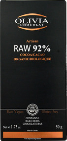 3 PACK of Olivia Chocolat Artisan Raw 92% Cocoa Bar Organic Maple -- 1.75 oz