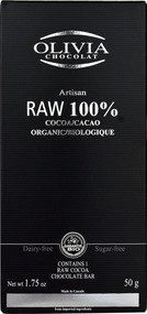 3 PACK of Olivia Chocolat Artisan 100% Raw Cocoa Chocolate Bar Organic -- 1.75 oz
