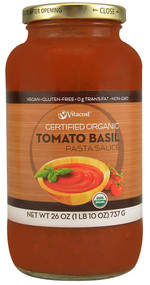 Vitaco, Certified Organic Tomato Basil Pasta Sauce - Non-GMO and Gluten Free - 26 oz (737 g)