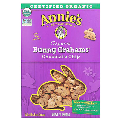 <img alt="Annies Homegrown, Organic Baked Bunny Graham Snacks, Chocolate Chip, 7.5 oz (213 g)" title="Annies Homegrown, Organic Baked Bunny Graham Snacks, Chocolate Chip, 7.5 oz (213 g),013562000180"