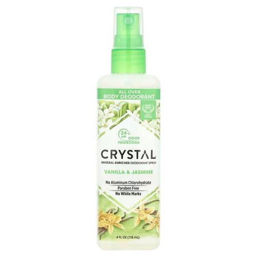 <img alt="CRYSTAL, Mineral-Enriched Deodorant Spray, Vanilla & Jasmine, 4 fl oz (118 ml)" title="CRYSTAL, Mineral-Enriched Deodorant Spray, Vanilla & Jasmine, 4 fl oz (118 ml),086449419917"