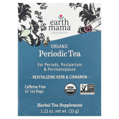 <img alt="Earth Mama, Organics, Organic Periodic Tea, Revitalizing Herb & Cinnamon, Caffeine Free, 16 Tea Bags, 1.23 oz (35 g)" title="Earth Mama, Organics, Organic Periodic Tea, Revitalizing Herb & Cinnamon, Caffeine Free, 16 Tea Bags, 1.23 oz (35 g),859220010166"