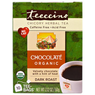 3 PACK OF Teeccino, Chicory Herbal Tea, Dark Roast, Caffeine Free, Chocolate, 10 Tee-Bags, 2.12 oz (60 g)
