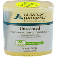 3 PACK of Clearly Natural Essentials Glycerine Bar Soap Unscented -- 3 Bars