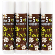 3 PACK OF Sierra Bees, Organic Lip Balms, Coconut, 4 Pack, .15 oz (4.25 g) Each
