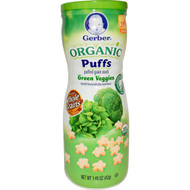 Gerber, Organic Puffs, Green Veggies, 1.48 oz (42 g)