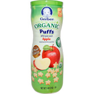 3 PACK of Gerber, Organic Puffs, Apple, 1.48 oz (42 g)