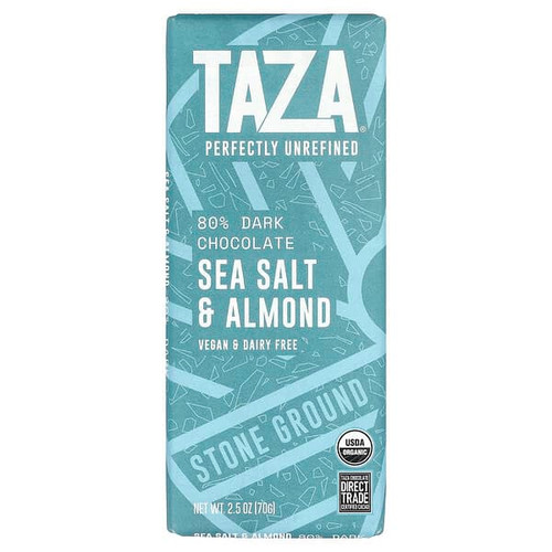 <img alt="Taza Chocolate, 80% Dark Chocolate, Sea Salt & Almond, 2.5 oz (70 g)" title="Taza Chocolate, 80% Dark Chocolate, Sea Salt & Almond, 2.5 oz (70 g),856072004435"