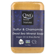 <img alt="One with Nature, Dead Sea Mineral Bar Soap, Sulfur & Chamomile, 7 oz (198 g)" title="One with Nature, Dead Sea Mineral Bar Soap, Sulfur & Chamomile, 7 oz (198 g),812281010490"