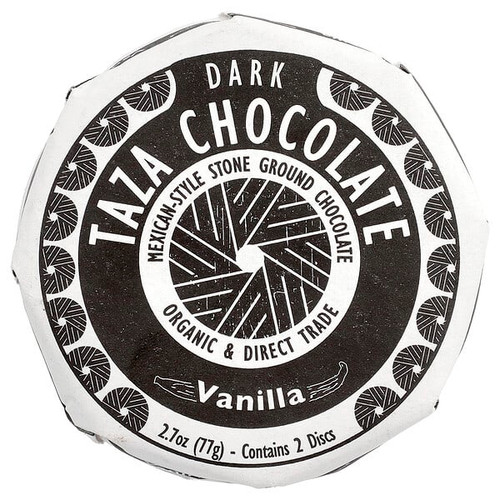 <img alt="Taza Chocolate, Taza Dark Chocolate, Vanilla, 2 Discs, 2.7 oz (77 g)" title="Taza Chocolate, Taza Dark Chocolate, Vanilla, 2 Discs, 2.7 oz (77 g),898456001210"