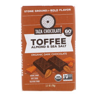 3 PACK of Taza Chocolate Dark Chocolate Bar Stone Ground Almonds & Sea Salt -- 2.5 oz