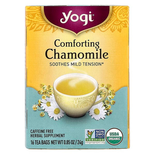 <img alt="Yogi Tea, Comforting Chamomile, Caffeine Free, 16 Tea Bags, 0.85 oz (24 g)" title="Yogi Tea, Comforting Chamomile, Caffeine Free, 16 Tea Bags, 0.85 oz (24 g),076950450462"