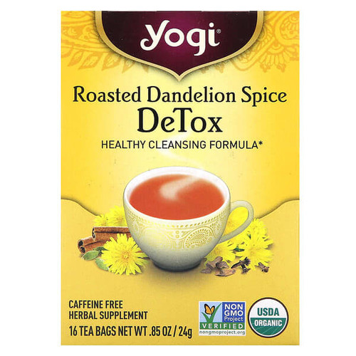 <img alt="Yogi Tea, DeTox, Roasted Dandelion Spice, Caffeine Free, 16 Tea Bags, 0.85 oz (24 g)" title="Yogi Tea, DeTox, Roasted Dandelion Spice, Caffeine Free, 16 Tea Bags, 0.85 oz (24 g),076950204713"