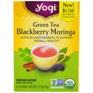 Yogi Tea, Green Tea Blackberry Moringa, 16 Tea Bags, 1.12 oz (32 g)