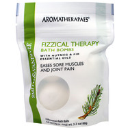 Smith & Vandiver, Fizzical Therapy Bath Bombs with Nutmeg & Fir Essential Oil, 4 Effervescent Bath Balls, 0.8 g (22 g) Each