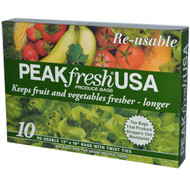 3 PACK of PEAKfresh USA, Produce Bags, Reusable, 10 - 12" x 16" Bags, with Twist Ties