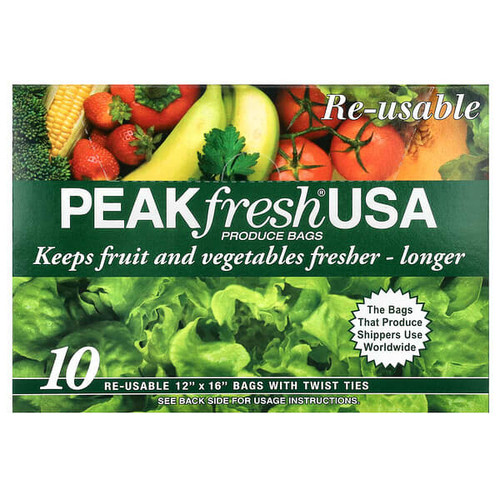 <img alt="PEAKfresh USA, Produce Bags with Twist Ties, 10 Re-Usable Bags" title="PEAKfresh USA, Produce Bags with Twist Ties, 10 Re-Usable Bags,892453002003"