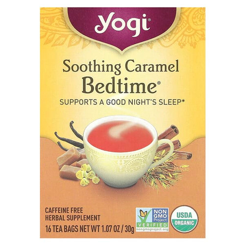 <img alt="Yogi Tea, Bedtime, Soothing Caramel, Caffeine Free, 16 Tea Bags, 1.07 oz (30 g)" title="Yogi Tea, Bedtime, Soothing Caramel, Caffeine Free, 16 Tea Bags, 1.07 oz (30 g),076950203532"
