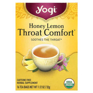 <img alt="Yogi Tea, Throat Comfort, Honey Lemon, Caffeine Free, 16 Tea Bags, 1.12 oz (32 g)" title="Yogi Tea, Throat Comfort, Honey Lemon, Caffeine Free, 16 Tea Bags, 1.12 oz (32 g),076950450561"