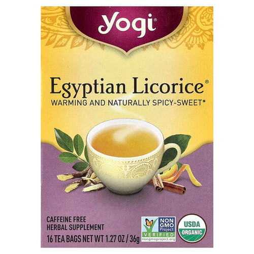 <img alt="Yogi Tea, Egyptian Licorice, Caffeine Free, 16 Tea Bags, 1.27 oz (36 g)" title="Yogi Tea, Egyptian Licorice, Caffeine Free, 16 Tea Bags, 1.27 oz (36 g),076950415164"