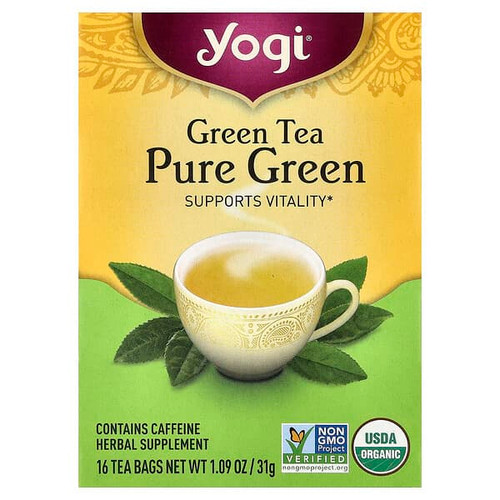 <img alt="Yogi Tea, Green Tea Pure Green, 16 Tea Bags, 1.09 oz (31 g)" title="Yogi Tea, Green Tea Pure Green, 16 Tea Bags, 1.09 oz (31 g),076950450424"