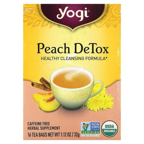 <img alt="Yogi Tea, Peach DeTox, Caffeine Free, 16 Tea Bags, 1.12 oz (32 g)" title="Yogi Tea, Peach DeTox, Caffeine Free, 16 Tea Bags, 1.12 oz (32 g),076950450233"
