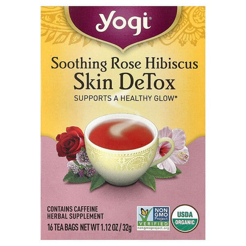 <img alt="Yogi Tea, Skin DeTox, Soothing Rose Hibiscus, 16 Tea Bags, 1.12 oz (32 g)" title="Yogi Tea, Skin DeTox, Soothing Rose Hibiscus, 16 Tea Bags, 1.12 oz (32 g),076950202955"