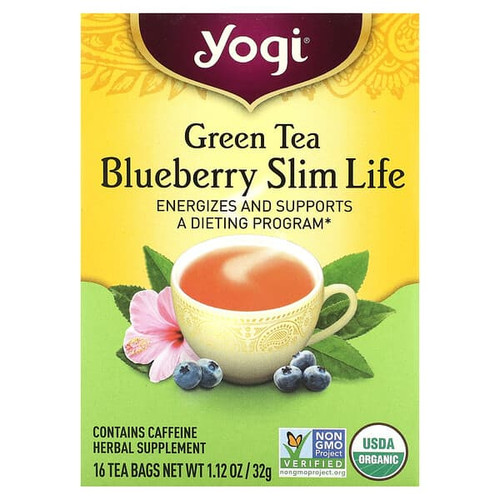 <img alt="Yogi Tea, Green Tea Blueberry Slim Life, 16 Tea Bags, 1.12 oz (32 g)" title="Yogi Tea, Green Tea Blueberry Slim Life, 16 Tea Bags, 1.12 oz (32 g),076950450578"
