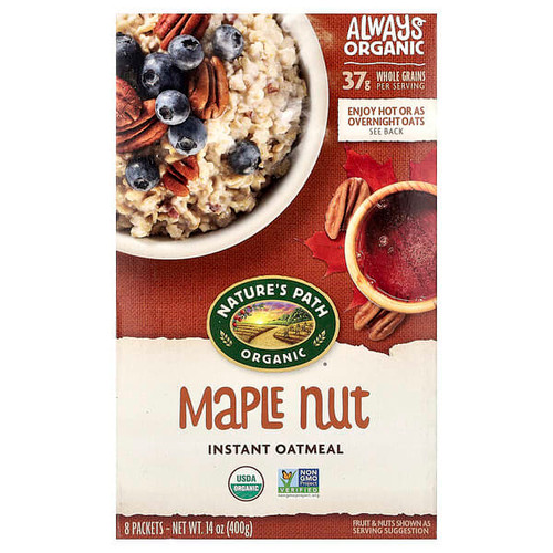 <img alt="Natures Path, Organic Instant Oatmeal, Maple Nut, 8 Packets, 14 oz (400 g)" title="Natures Path, Organic Instant Oatmeal, Maple Nut, 8 Packets, 14 oz (400 g),058449450030"